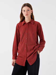 Простая женская рубашка-туника с длинным рукавом LCW Modest, золотой коричневый