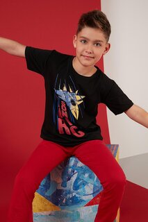 Хлопковая футболка с круглым вырезом с принтом 6211009 Lela, черный