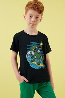 Хлопковая футболка с круглым вырезом с принтом 6211005 Lela