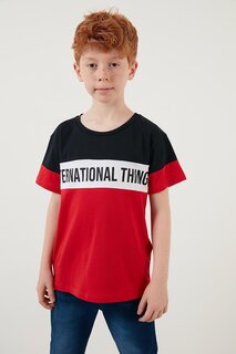 Хлопковая футболка с круглым вырезом с цветными блоками 6211017 Lela, темно-синий