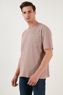 Хлопковая футболка удобного кроя с одним карманом и круглым вырезом 5902642 Buratti, розовый
