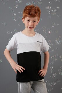 Хлопковая футболка с круглым вырезом с цветными блоками 6211013 Lela, серый