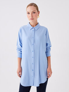 Простая женская рубашка-туника с длинным рукавом LCWAIKIKI Classic, синий