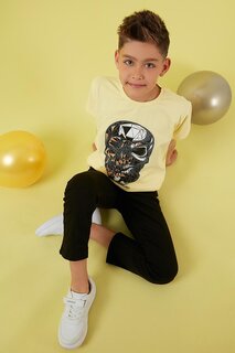 Хлопковая футболка с круглым вырезом с принтом 6211012 Lela, желтый