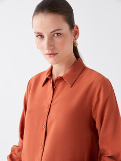 Простая женская рубашка-туника с длинным рукавом LCWAIKIKI Classic, жженый апельсин