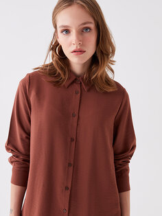 Простая женская рубашка-туника с длинным рукавом LCWAIKIKI Classic, коричневый