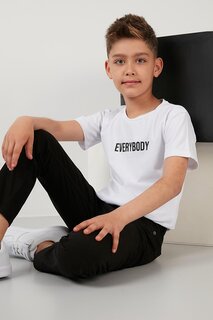 Хлопковая футболка с круглым вырезом с принтом 6211016 Lela, белый
