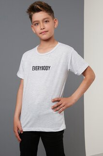 Хлопковая футболка с круглым вырезом с принтом 6211016 Lela, серый