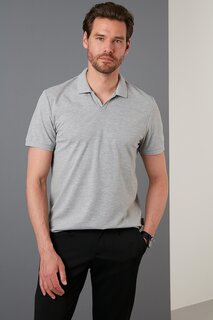 Хлопковая футболка-поло приталенного кроя 5902141 Buratti, серый