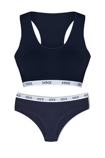 Хлопковое бюстье и хипстерские трусики, комплект женского нижнего белья из 2 предметов HNX, темно-синий