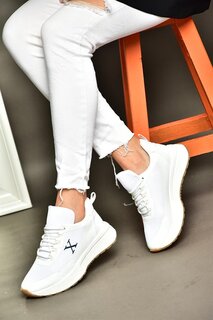P848531504 Бело-коричневые женские кроссовки Fox Shoes