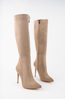 Женские ботинки Florence на тонком каблуке с заостренным носком и молнией по бокам Muggo, цвет кожи