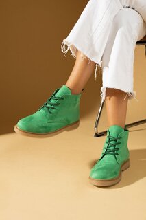 Женские ботинки Haşpapi на резиновой подошве с эластичной теплой подкладкой 024-974-23Замша Pembe Potin, зеленый