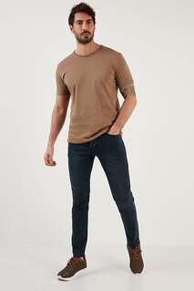 Хлопковые джинсы прямого кроя с нормальной талией стандартного кроя 6440302 Buratti, темно-синий