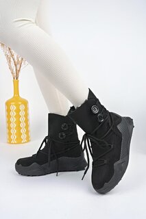 Женские ботинки JOY с меховыми внутренними пуговицами и шнурками Muggo, черный