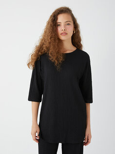 Простая женская футболка большого размера с круглым вырезом LCWAIKIKI Classic, новый черный