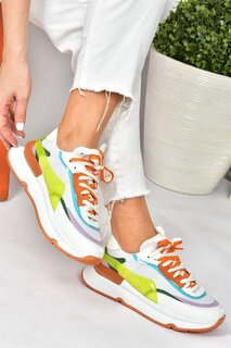 P973416004 Бело-оранжевые женские кроссовки Fox Shoes