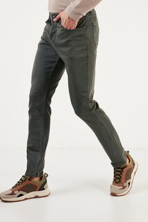 Хлопковые джинсы стандартного кроя с нормальной талией 6440304 Buratti, хаки