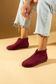 Женские ботинки и ботинки на молнии с сандалиями на тонкой подошве 53-1300-23Замша Pembe Potin, бургундия