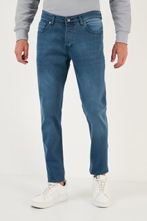 Хлопковые джинсы стандартного кроя с нормальной талией 6440303 Buratti, синий