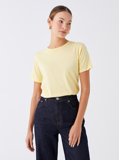 Простая женская футболка с круглым вырезом и короткими рукавами LC WAIKIKI, желтый