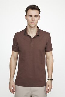 Мужская спортивная рубашка-поло с воротником-поло, хлопковая приталенная футболка со скрытыми пуговицами, светло-коричневая футболка TUDORS