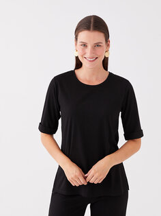 Простая женская футболка с круглым вырезом и короткими рукавами LCWAIKIKI Classic, новый черный