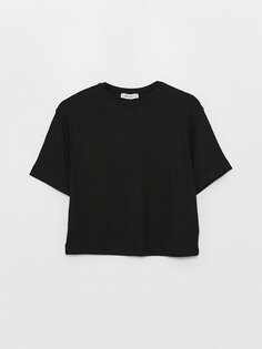 Простая женская футболка с круглым вырезом и короткими рукавами LCW Casual, новый черный