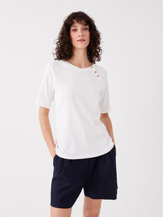 Простая женская футболка с круглым вырезом и короткими рукавами SOUTHBLUE, экрю