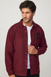 Простая мужская рубашка Relax Fit с вышивкой бордового цвета Lumberjack с кнопками TUDORS