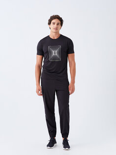 Мужская спортивная футболка с круглым вырезом и короткими рукавами LCW Active, новый черный