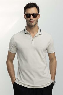 Мужская спортивная футболка с воротником-поло, хлопковая приталенная кремовая футболка со скрытыми пуговицами TUDORS