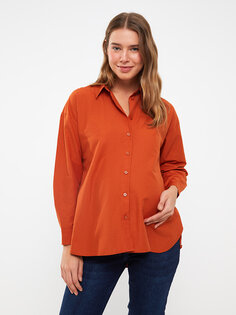 Простая рубашка-туника для беременных с длинными рукавами LCWAIKIKI Maternity, матовый оранжевый