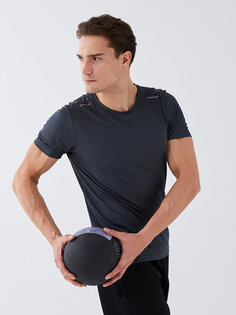 Мужская спортивная футболка с круглым вырезом и короткими рукавами LCW Active, темно-серый
