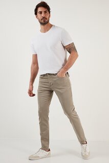 Хлопковые прямые джинсы стандартного кроя с нормальной талией 6440301 Buratti, бежевый