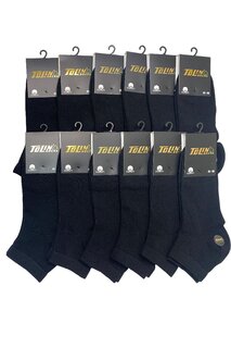 Хлопковые однотонные мужские носки-пинетки, черные, 12 шт. 10370 TOLIN