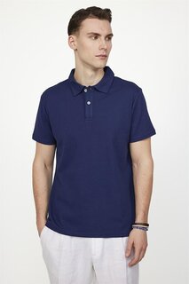 Мужская темно-синяя футболка Slim Fit с воротником поло с рисунком TUDORS