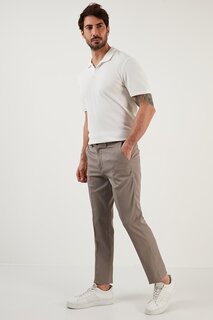Хлопковые прямые брюки стандартного кроя с нормальной талией 613HISAR Buratti, средне-серый