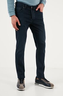 Хлопковые прямые джинсы стандартного кроя с нормальной талией 6440301 Buratti, средний синий