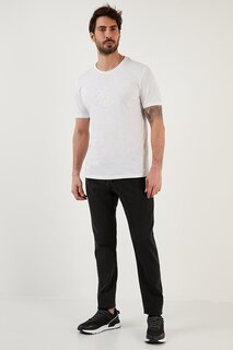 Хлопковые прямые джинсы стандартного кроя с нормальной талией 6440301 Buratti, черный