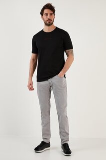 Хлопковые прямые джинсы стандартного кроя с нормальной талией 6440301 Buratti, серый