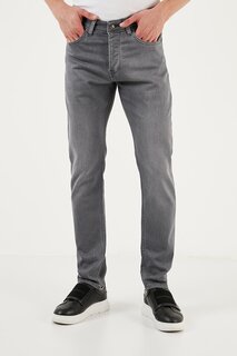 Хлопковые прямые джинсы стандартного кроя с нормальной талией 6440301 Buratti, темно-серый