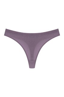 Хлопковые текстурированные женские трусики-стринги в рубчик HNX, темно фиолетовый