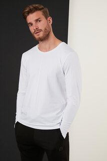 Хлопковый базовый свитшот Slim Fit с круглым вырезом 5905068 Buratti, белый