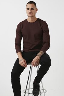 Хлопковый базовый свитшот Slim Fit с круглым вырезом 5905073 Buratti, бургундия