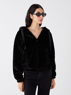 Простое женское плюшевое пальто с капюшоном и длинными рукавами XSIDE, новый черный