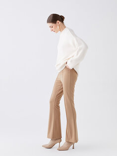 Женские брюки узкого кроя с эластичной резинкой на талии LCWAIKIKI Basic, темно-бежевый