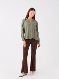 Женские брюки узкого кроя с эластичной резинкой на талии LCWAIKIKI Basic, шоколадно-коричневый