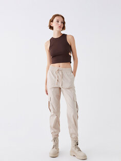 Женские брюки-карго стандартного кроя с эластичной резинкой на талии LCW Casual, светло-бежевый