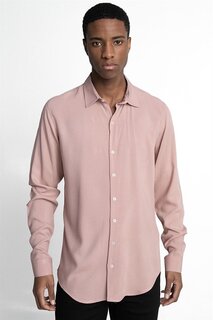 Slim Fit Slim Fit с длинным рукавом из струящейся вискозы стильная мужская рубашка TUDORS, розовый